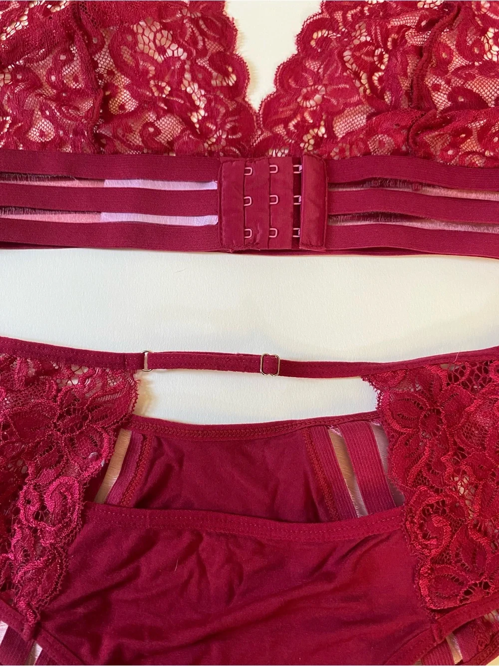 Red Lace Bralette & Bikini Set